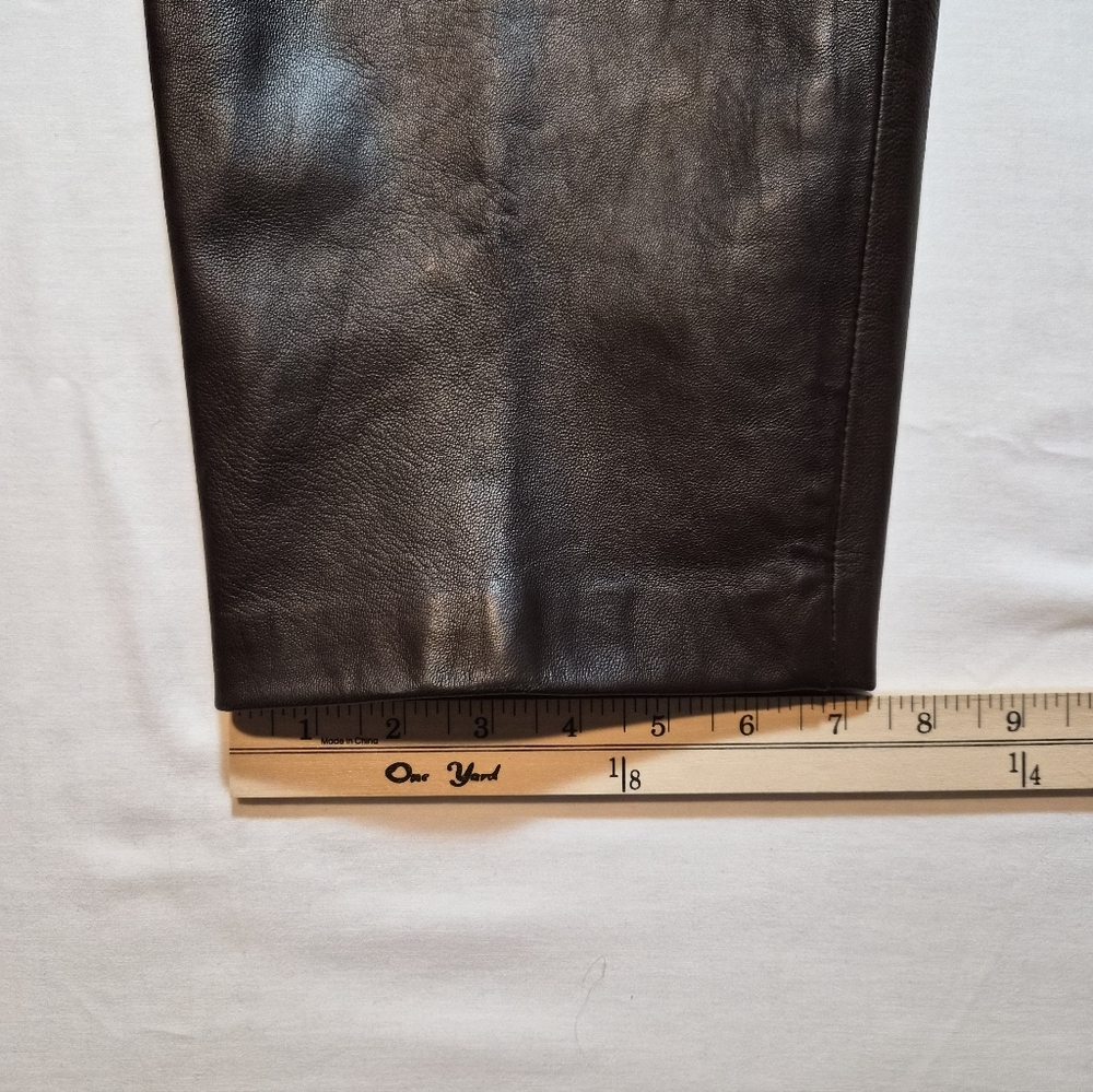 Talbots Petites 100% Genuine Leather Pants - Chocolate Brown - Size 14P - Picture 9 of 10